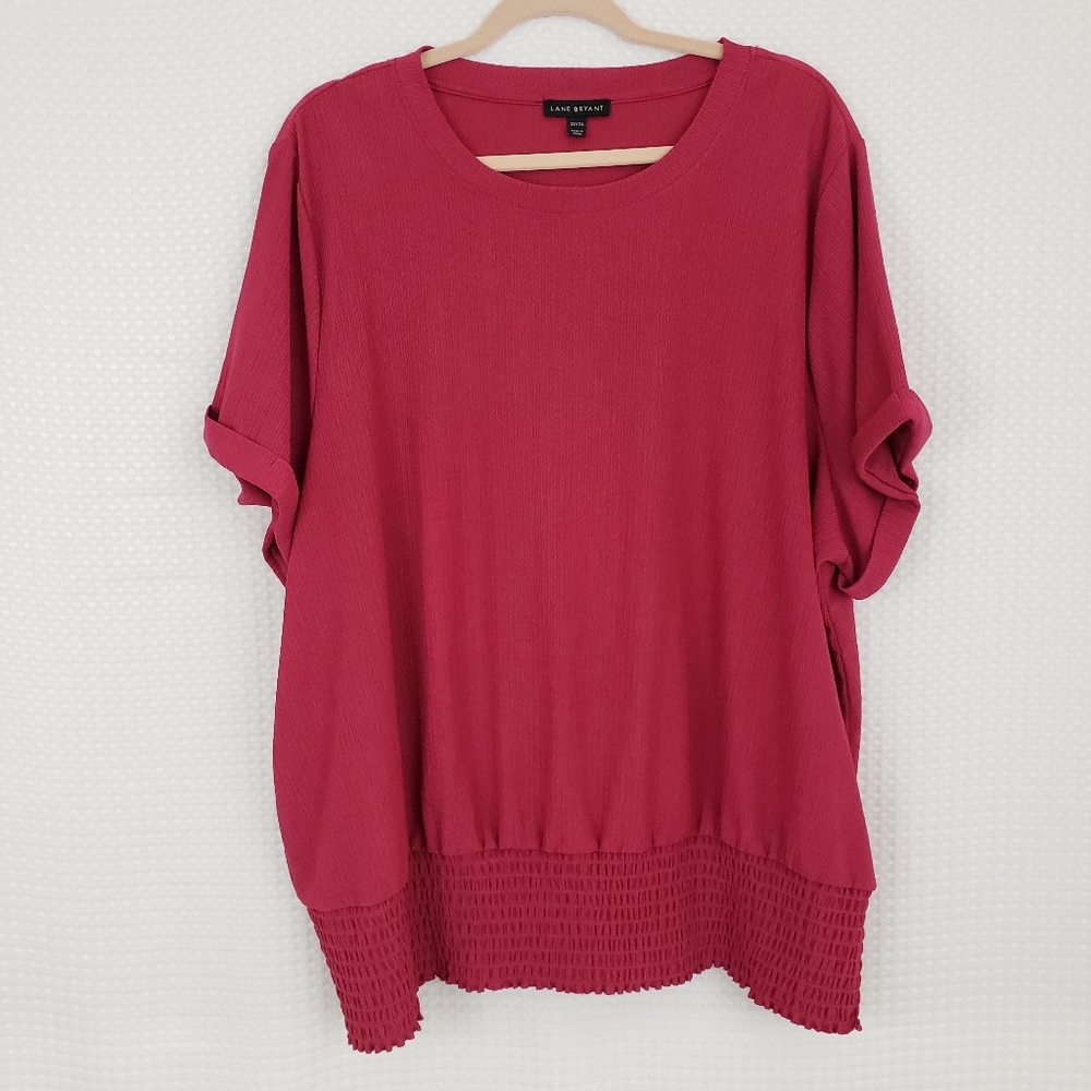 Lane Bryant Boho Top Mantegna Pink Peasant Shirt Office size 22/24